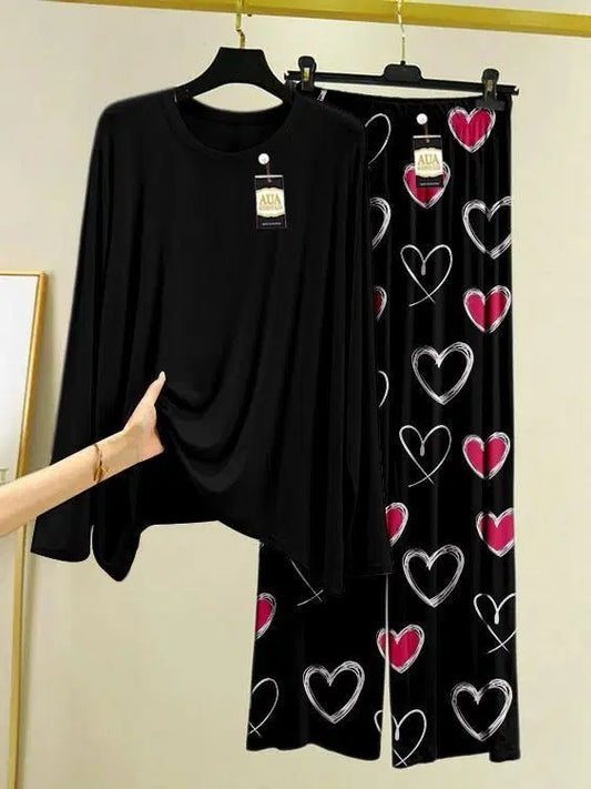 2 Pcs Women's Stitched Printed Night Suit