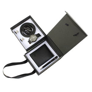 Men's Creative Packed Gift Box Watches Set Quartz Wrist Watch Belt Wallet Cufflinks Pen Suit Mens Christmas Valentine's Gifts 3